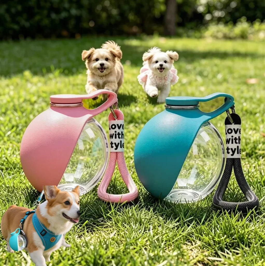 2-in-1 Pet Silicone Hiking Feeders Creative Portable Outdoor Pet Water Cup Leak Proof Compact Dog Travel Walking Drinking Bowl Peaceful Pleasures Health and Wellness