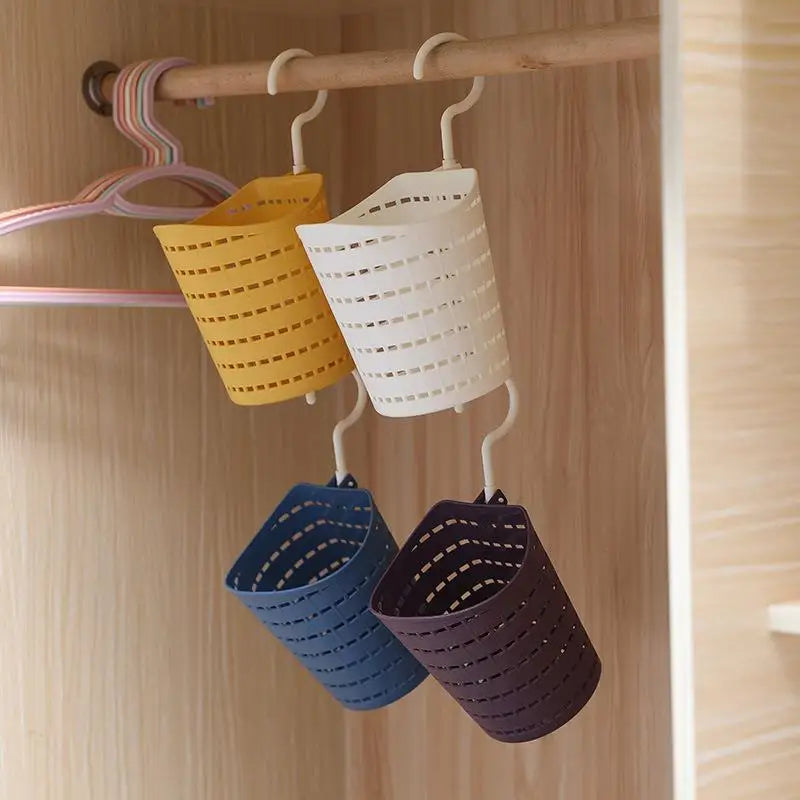 1Pc Plastic Hanging Drain Basket Rotatable Desktop Storage Basket Hollow Out Single Hook Bathroom Kitchen Storage Container Peaceful Pleasures Health and Wellness