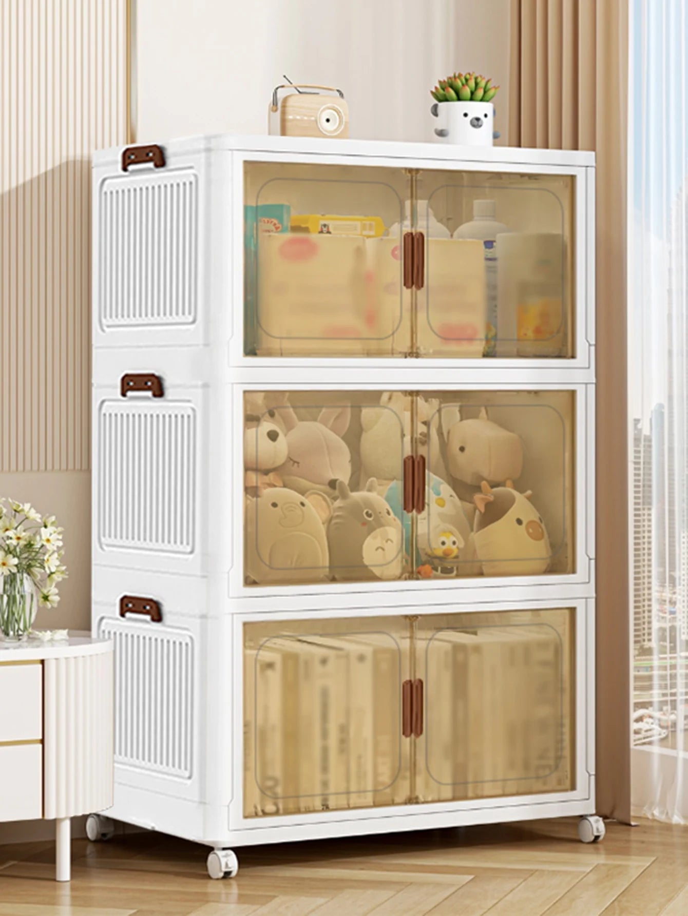 Stackable Storage Bins with Lids, Wheels & Folding Design Peaceful Pleasures Health and Wellness