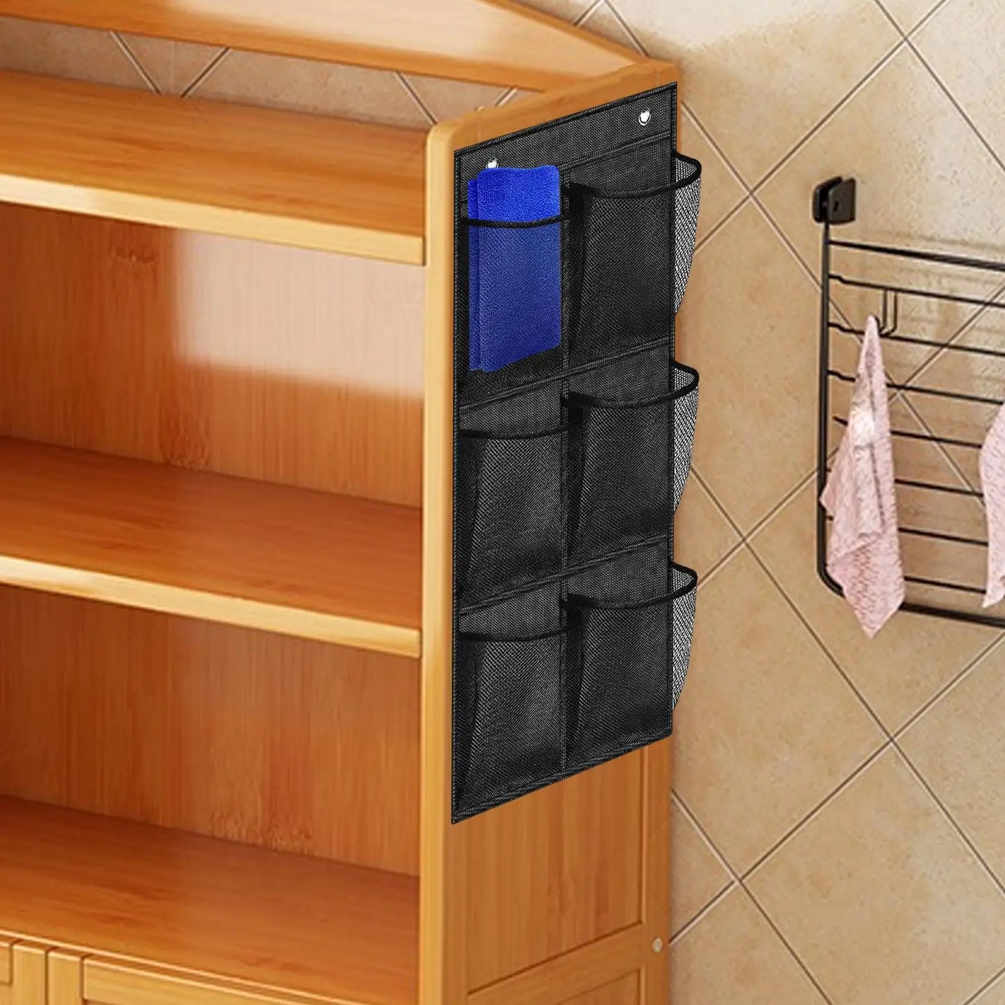6-Pocket Mesh Hanging Organizer | Over Door Wall Storage