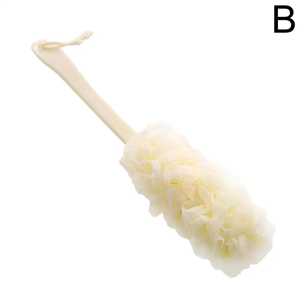 Large Two-Tone Bath Puff with Long Handle & Hanging Rope