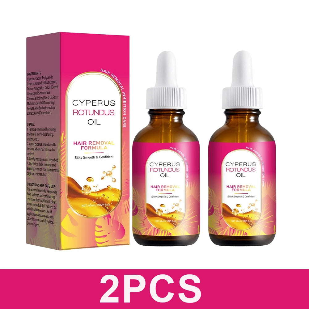 Cyperus Rotundus Oil For Hair Removal Soft Smooth Skin Care Deep Hydration Anti Hair Growth Inhibition After Shave Oil,60ml Peaceful Pleasures Health and Wellness 2PCS