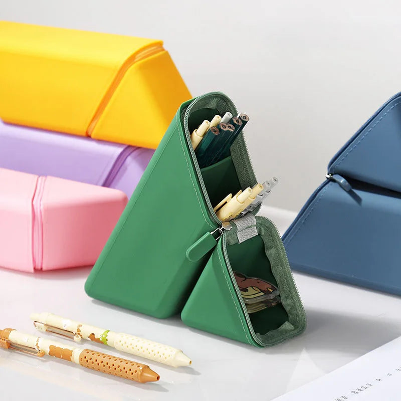 1pcs Silicone Pencil Case Large Capacity Student Pencil Case Gradient Rectangular Stationery Organizer Pencil Case Peaceful Pleasures Health and Wellness
