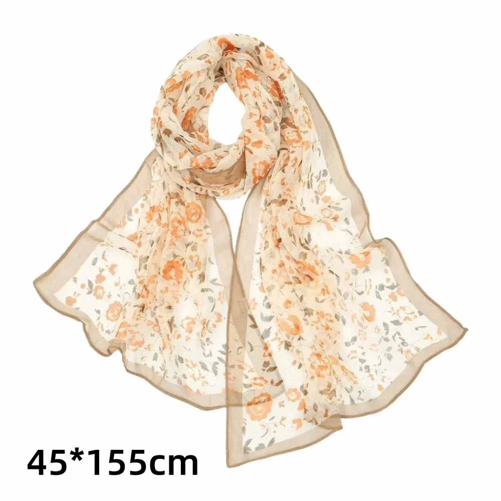 Chiffon Floral Lotus Scarf – Lightweight Beach & Travel Shawl
