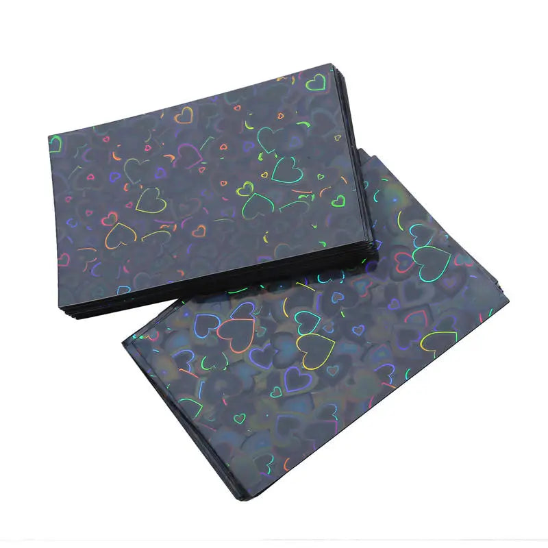 50Pcs/Pack Holographic Heart Kpop Photocard Sleeves Double Layer Matte Card Protector for Photo Cards Album Collectibles Peaceful Pleasures Health and Wellness black 2-Packs