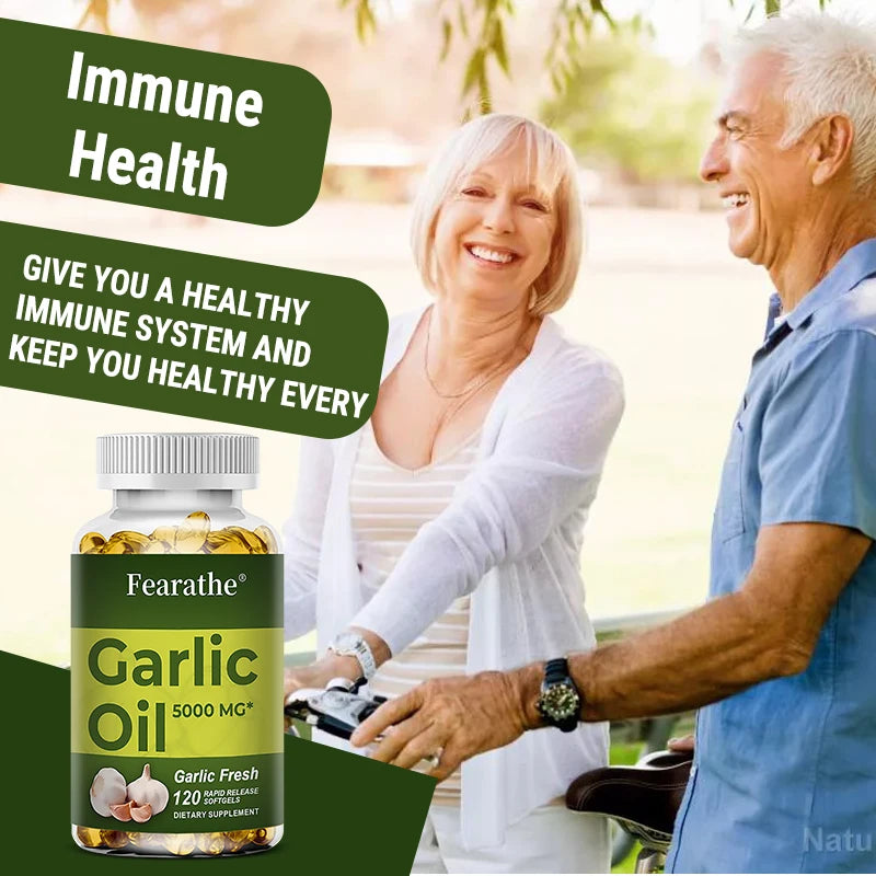 Premium Garlic Fresh 5000mg, Garlic Oil Dietary Supplement for Heart Health and Circulation Support with Antioxidant, NON-GMO Peaceful Pleasures Health and Wellness