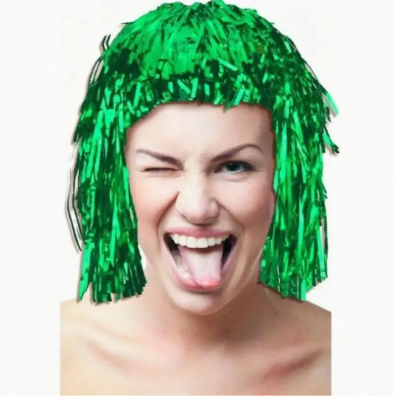 Foil Tinsel Fancy Dress Wig | Metallic Party & Cosplay Wig