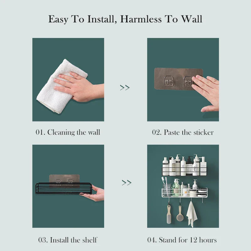 Drill-Free Wall Mounted Metal Corner Kitchen Shelf & Organizer