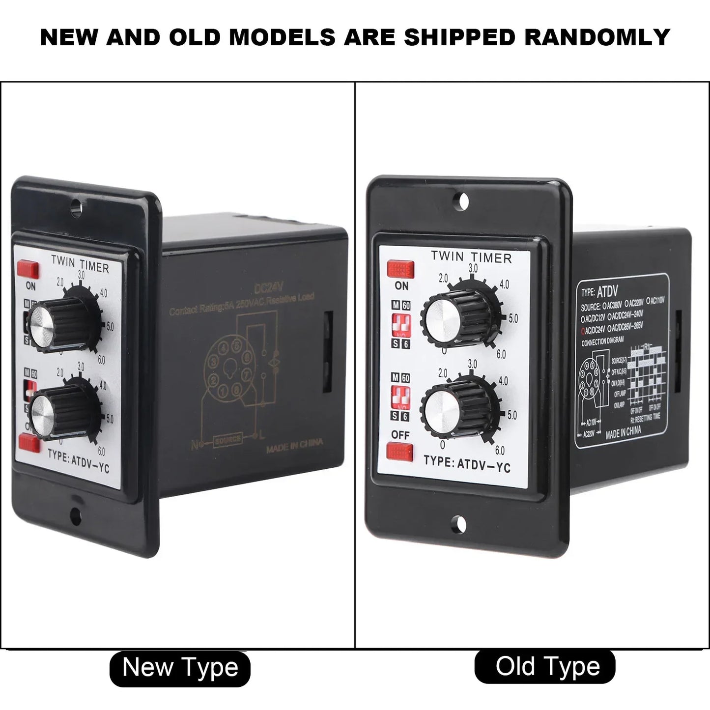 ATDV-YC 6S-60M Twin Timer Relay Off Switch Knob Control Time