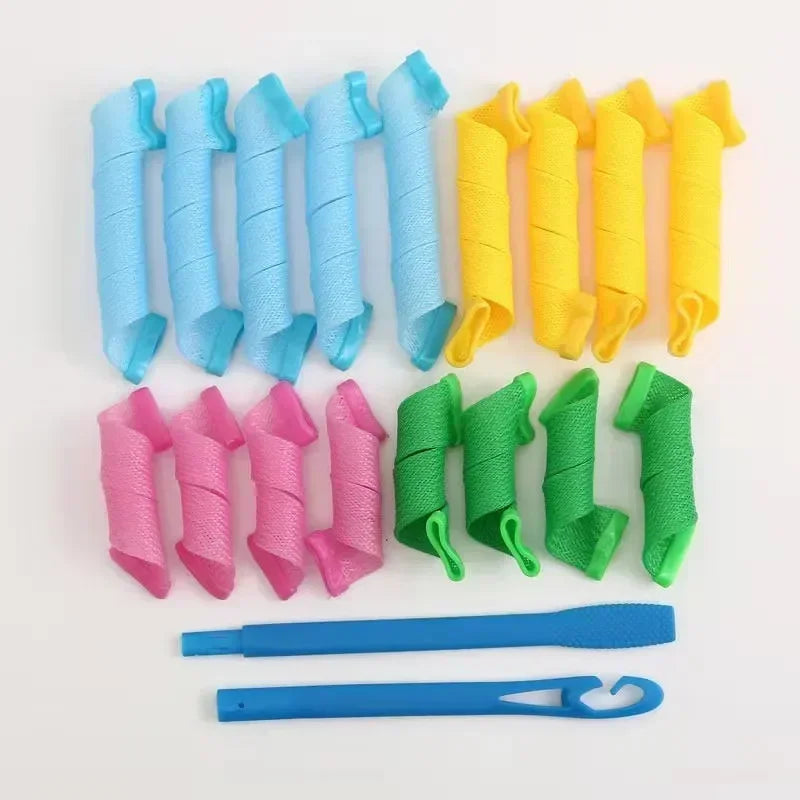 18-Piece Heatless Hair Curlers – Bendy Magic Rollers for Curls