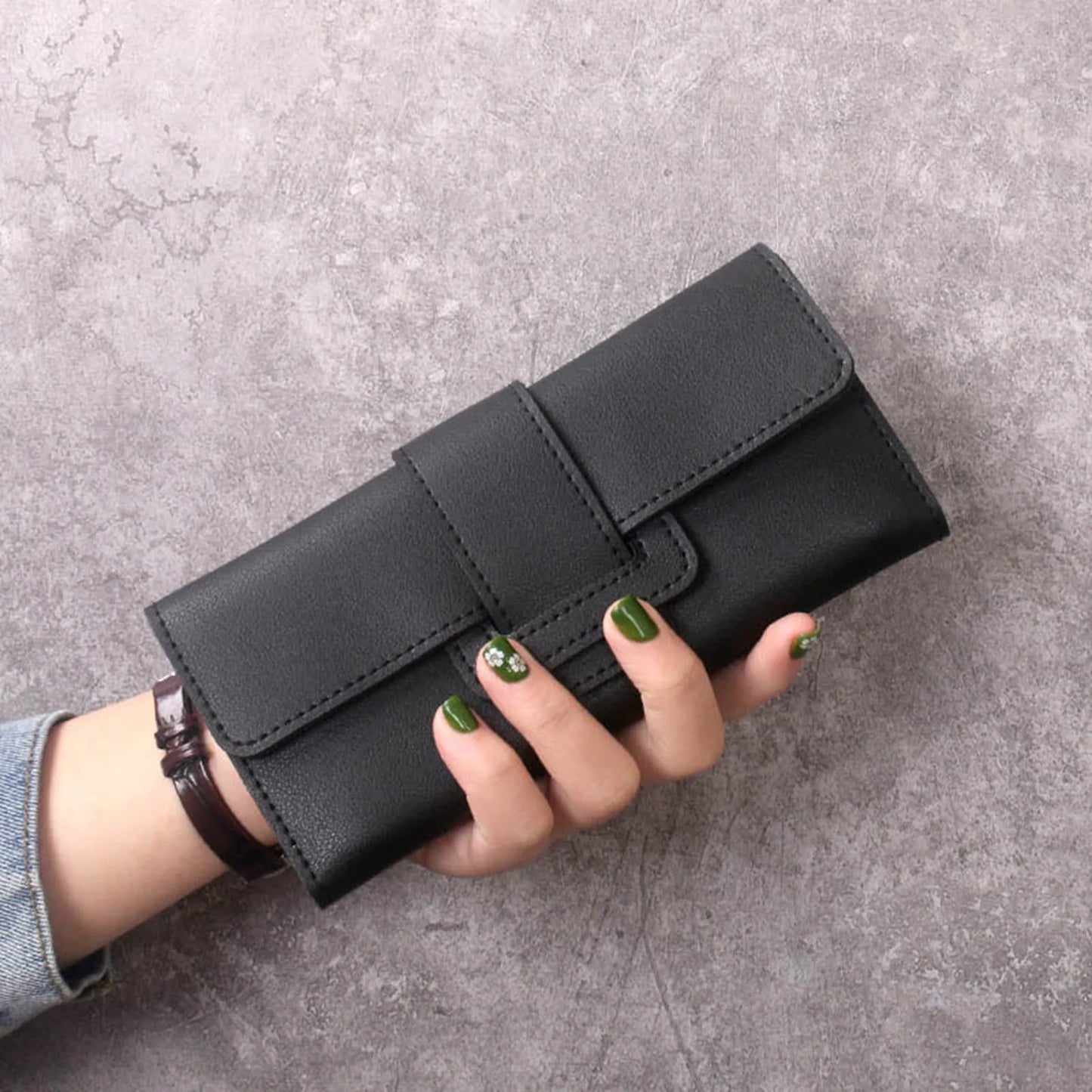 Ultra Slim Thin Leather Wallet Water Resistant Change Pouch Leather Clutch Wallet for Business Female Ladies Peaceful Pleasures Health and Wellness