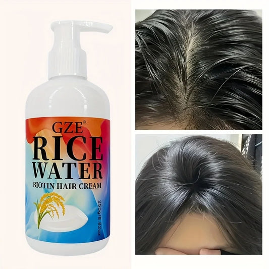 GZE Rice Water Biotin Hair Cream – Deep Hydrating, All Hair Types Hair Treatment Cream Peaceful Pleasures Health and Wellness