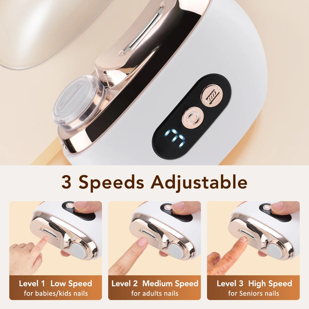 Electric Nail Clippers 2 in 1 Auto Nail Trimmer Grinding Polishing with Light for Baby Elderly Nail Cutter Manicure Sharpen Peaceful Pleasures Health and Wellness
