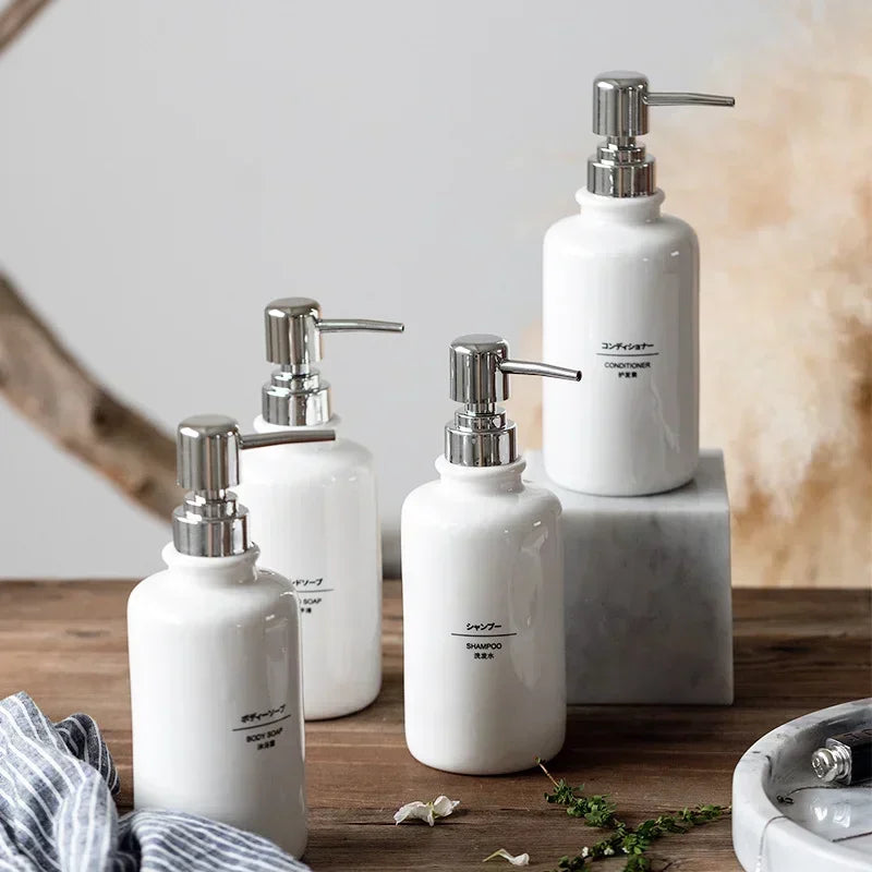 Ceramic Liquid Soap Dispensers, Emulsion Sub Bottl, Latex Bottles, Bathroom Accessories Set, Wedding Gift, 1piece Peaceful Pleasures Health and Wellness