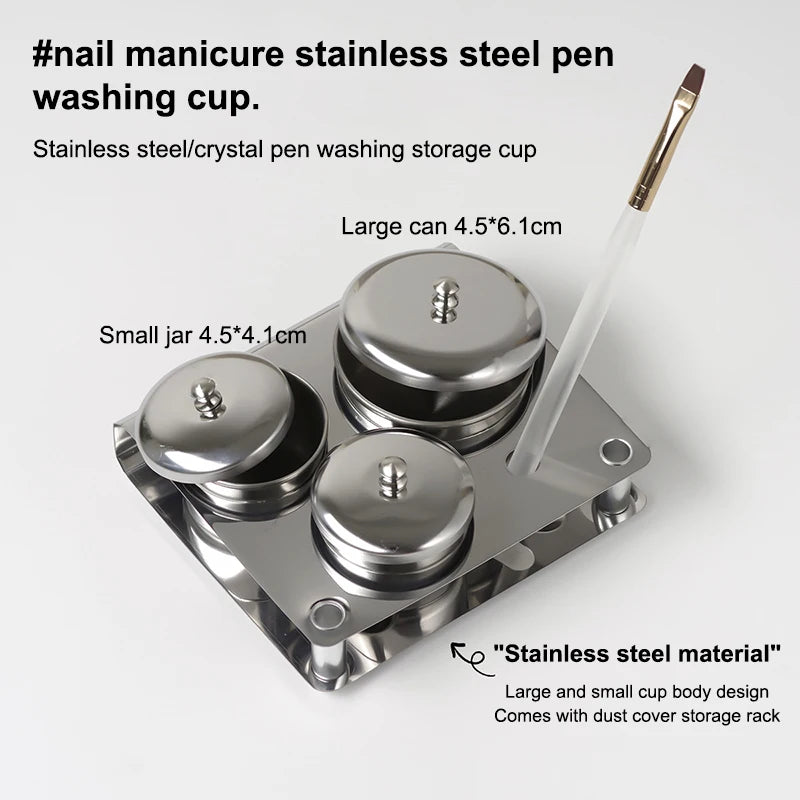 3/5pcs Stainless Dappen Dish Cups Set Salon Manicure Acrylic Powder Liquid Container Organizer Tray Dappen Dish Nail Art Tools Peaceful Pleasures Health and Wellness