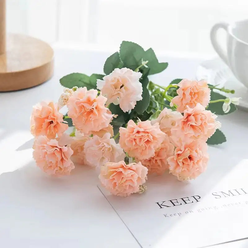 Artificial Silk Carnation Stems 15 Heads – Wedding & Home Décor Artificial Flower Stems Peaceful Pleasures Health and Wellness color 2 3pcs