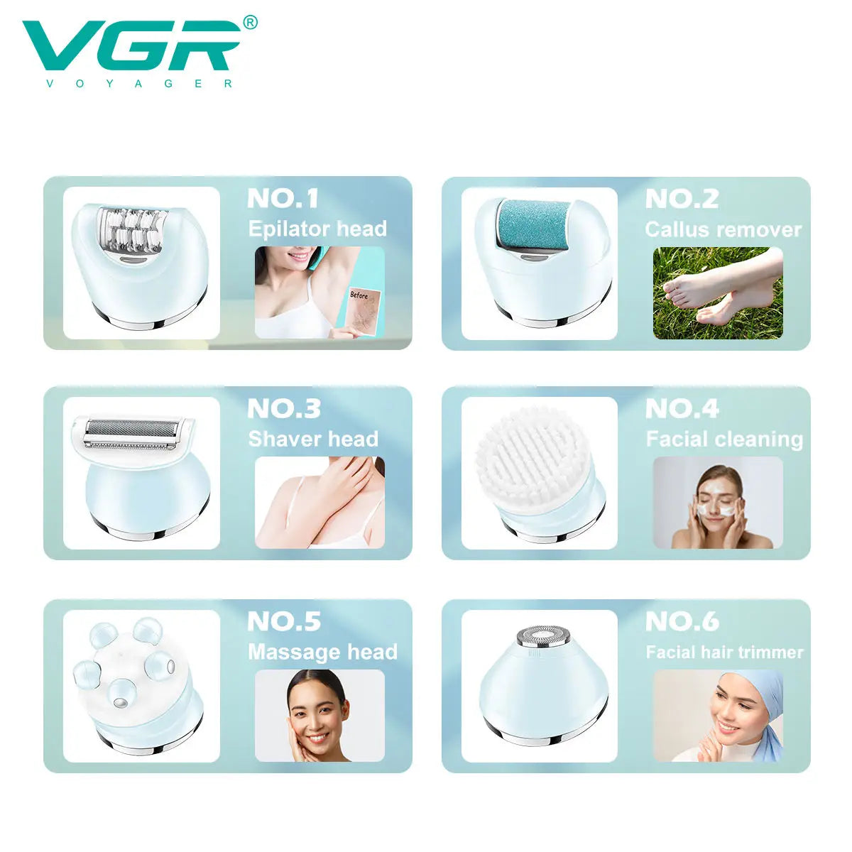 VGR 733 Epilator for Women Hair Remover Electric Epilator Leg Body Bikini Lady Shaver Facial Underarms Hair Removal Tool Peaceful Pleasures Health and Wellness
