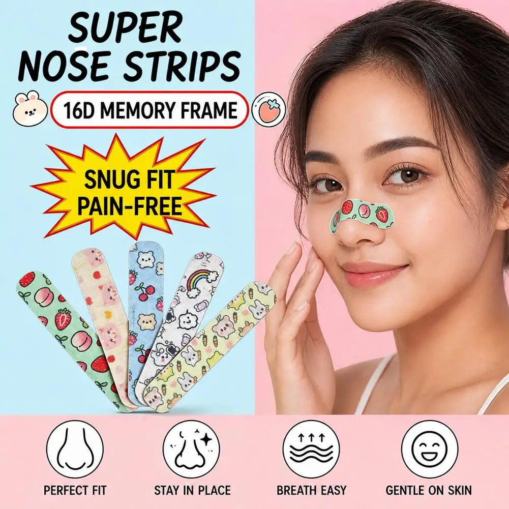 50 Pcs Cartoon Nose Shaper Self-Shaping Nose Splint Adhesive Tape External Support Fixation for Nose Job Peaceful Pleasures Health and Wellness
