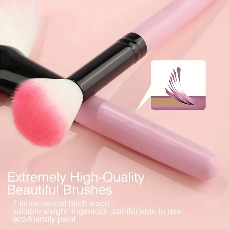 18-Piece Makeup Brush Set – Foundation, Eyeshadow & Blush