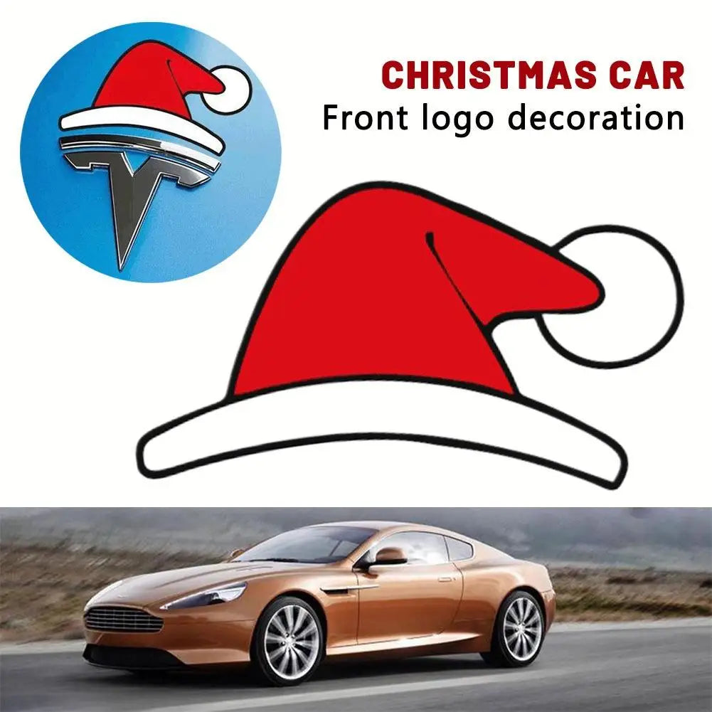 Christmas Santa Sticker for Tesla Model 3 & Y – Front Emblem