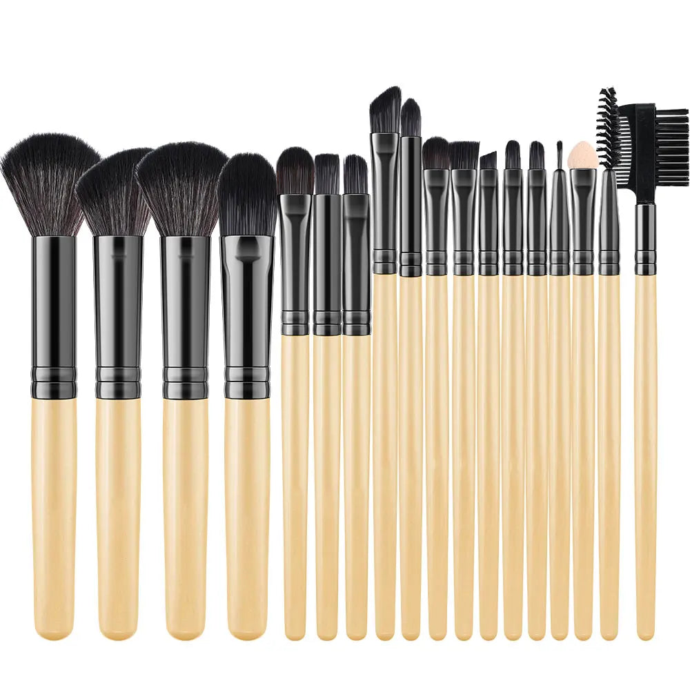 18-Piece Synthetic Kabuki Makeup Brush Set | Foundation & Eye