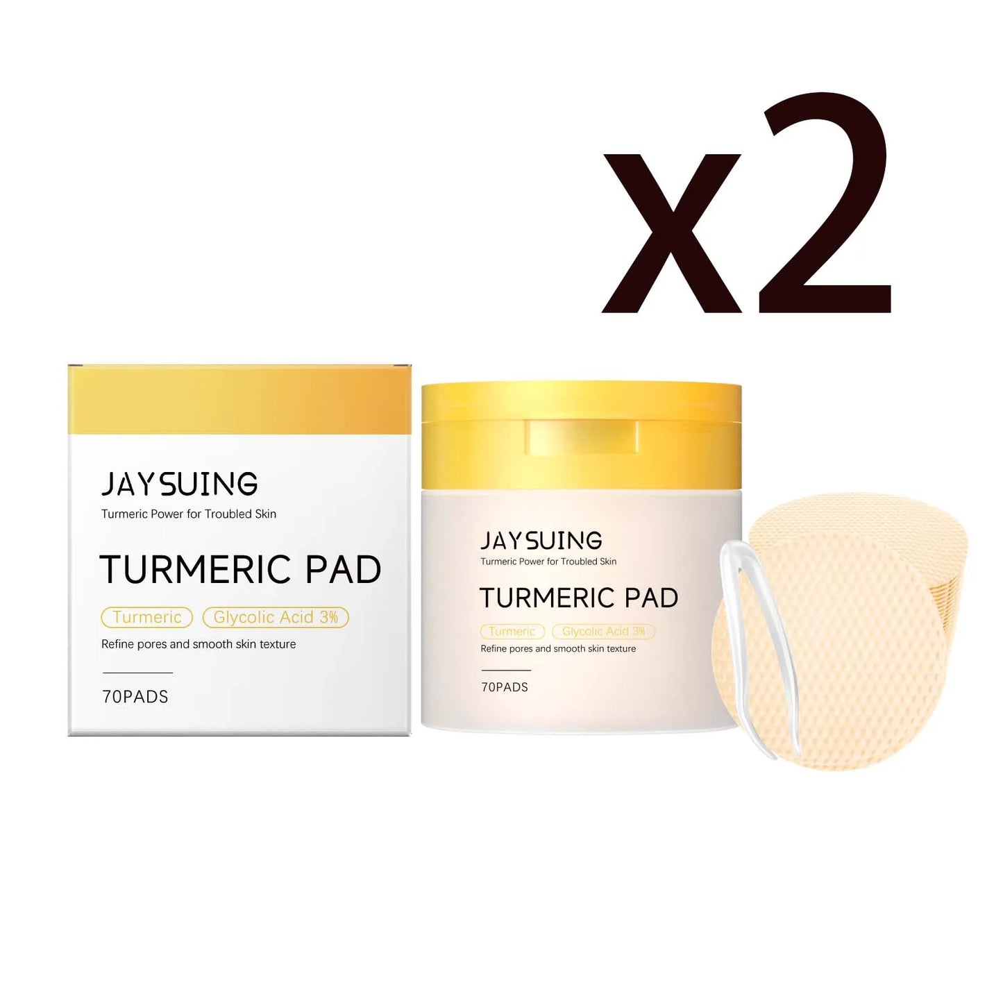 Turmeric Pore Cleaning Cotton Pad Soothe Skin Improve Skin Tone Clean Pores Prevent Pore Blockage Facel Exfoliating Cotton Pads Peaceful Pleasures Health and Wellness 2x70PADS