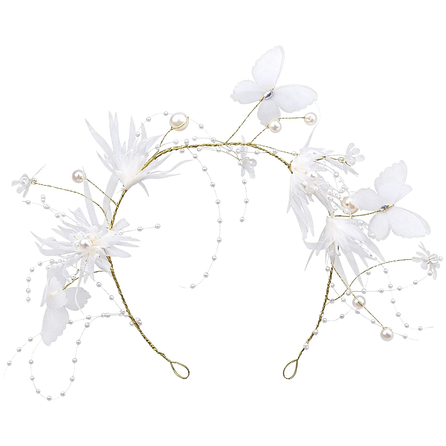 Butterfly Pearl Hairband And Clips Set Alloy Anti Allergic Elegant Design For Wedding And Daily Use Peaceful Pleasures Health and Wellness Hair belt