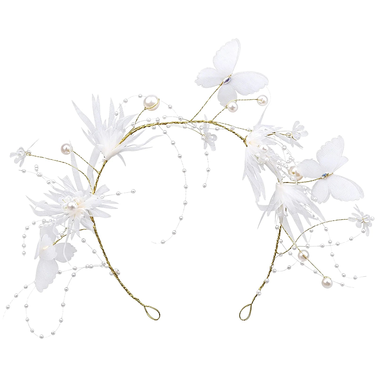 Butterfly Pearl Hairband And Clips Set Alloy Anti Allergic Elegant Design For Wedding And Daily Use Peaceful Pleasures Health and Wellness Hair belt