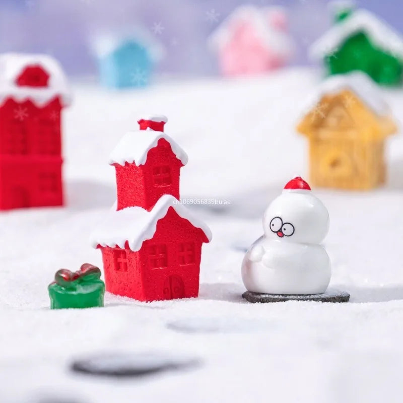 Mini Christmas Figurine Snowman Santa Claus Xmas Tree Deer Carriage Bell Figurine Home Bonsai Decor Micro Landscape Ornament Peaceful Pleasures Health and Wellness