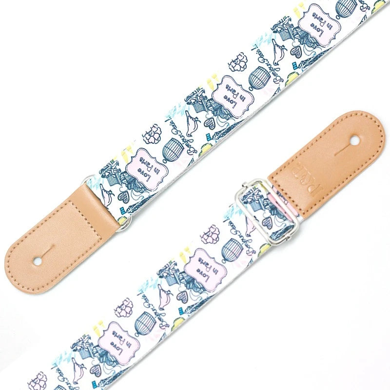 Cute Cartoon Printed Ukulele Strap Adjustable Guitar Belt Shoulder Straps for Ukulele Electric Acoustic Guitar Bass Accessories Peaceful Pleasures Health and Wellness K