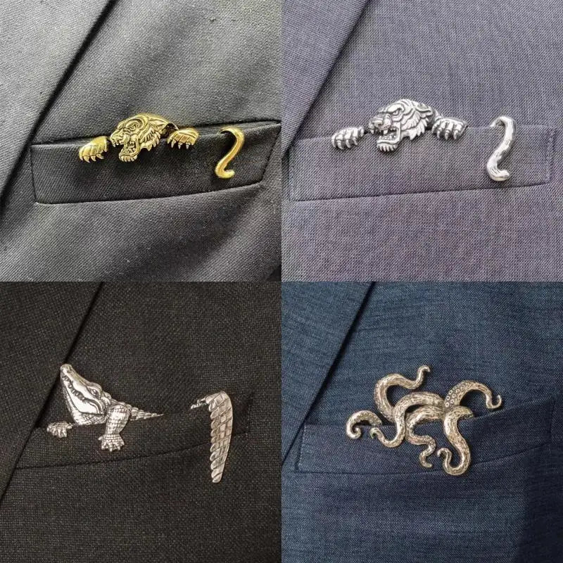 Zinc Alloy Lapel Pin with Crocodile Tiger Design Peaceful Pleasures Health and Wellness