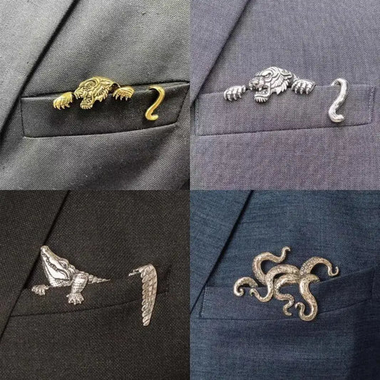Zinc Alloy Lapel Pin with Crocodile Tiger Design Peaceful Pleasures Health and Wellness