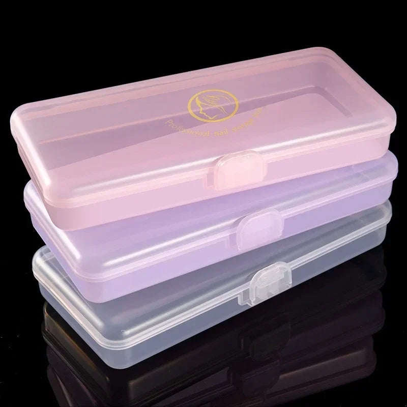 3pcs Empty Plastic Manicure Container, Tweezers, Cuticle Pusher, Brushes, Cleaning Cotton Pads, Rectangle Nail Art Storage Box Peaceful Pleasures Health and Wellness