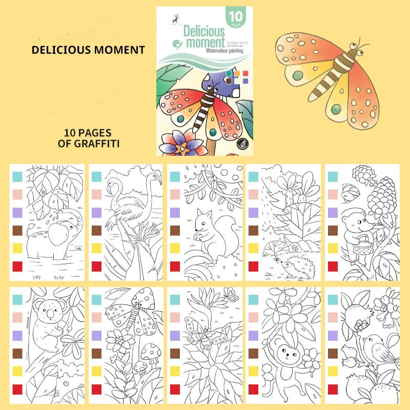 Kids Paint Coloring Book Pigments Watercolor Doodle Art Supplies