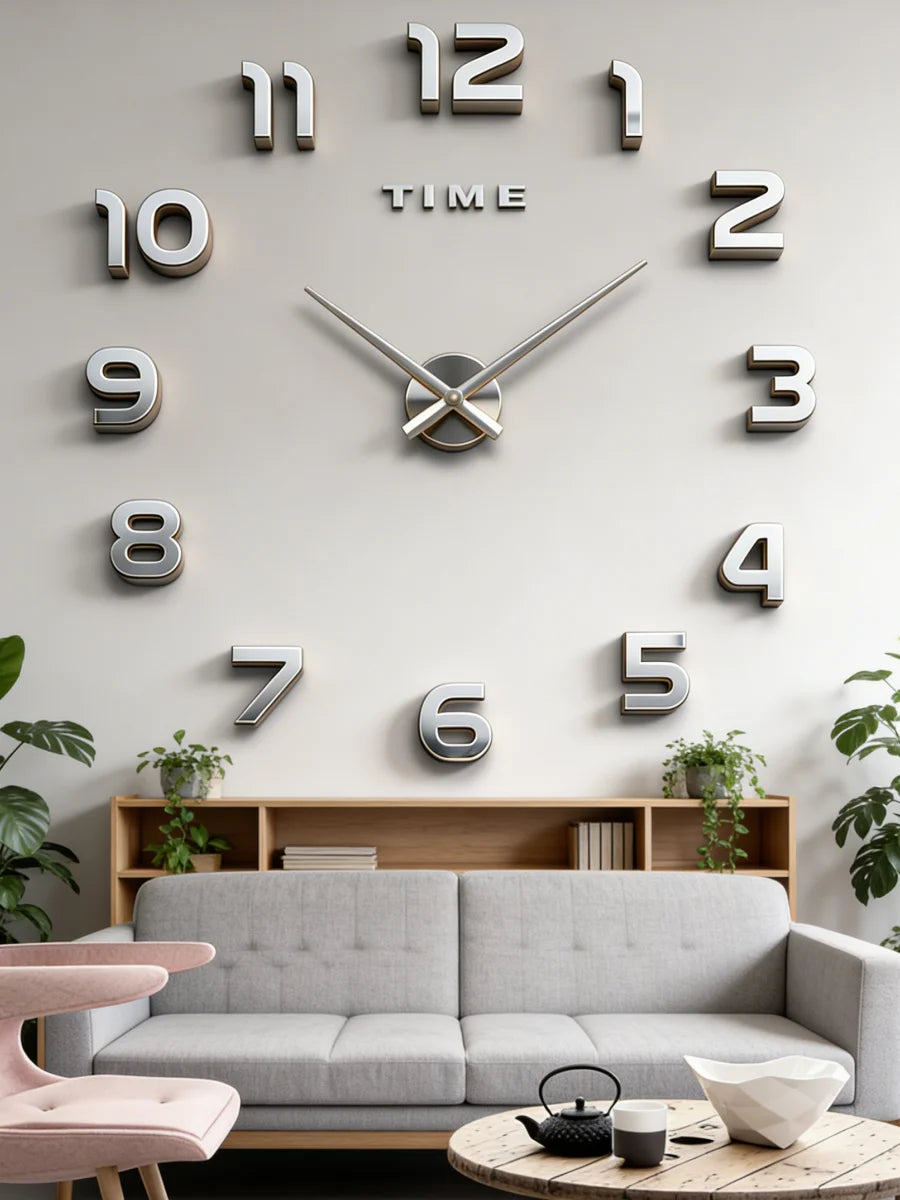 2026 Modern Design Large Wall Clock 3D DIY Quartz Clocks Fashion Watches Acrylic Mirror Stickers Living Room Home Decor Horloge Peaceful Pleasures Health and Wellness