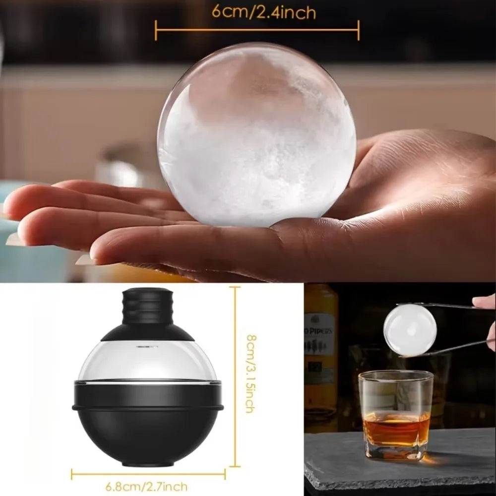 1/4Pack Silicone Ice Ball Maker 2.4Inch Whiskey Large Sphere Ice Mold with 2in1 Funnel Lid Cocktails Ice Cube Tool Kitchen Acces Peaceful Pleasures Health and Wellness