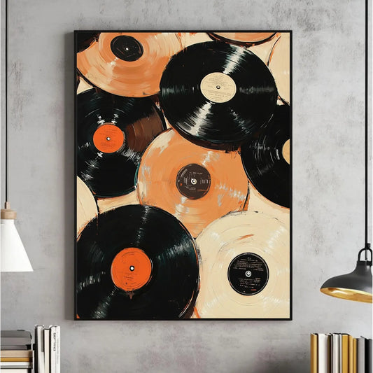 Vintage Vinyl Record Canvas Wall Art | Retro Music Poster Print Canvas Wall Art Peaceful Pleasures Health and Wellness