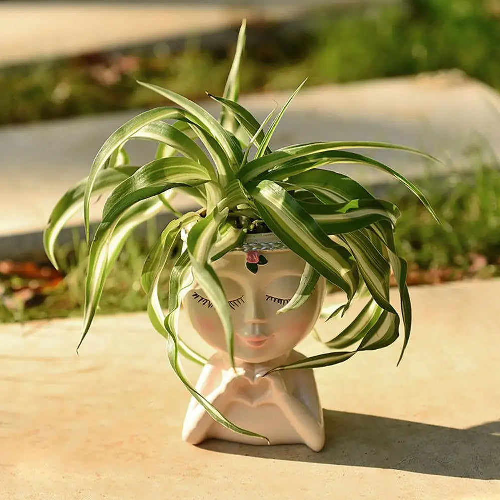 Girl Face Planter Pot – Succulent Indoor Outdoor Desktop Vase