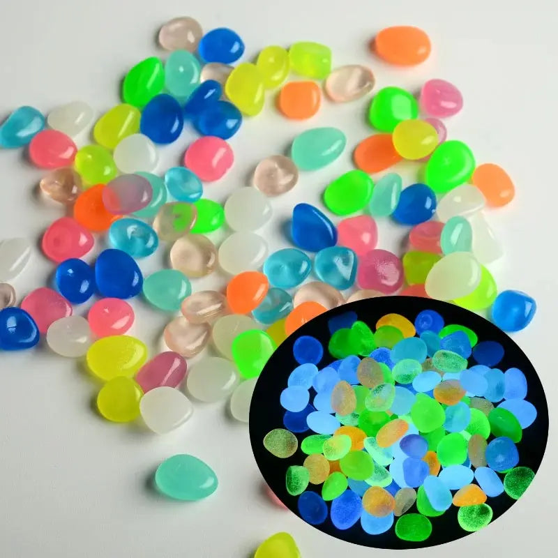 200Pcs Glow in the Dark Pebbles – Garden, Aquarium & Patio