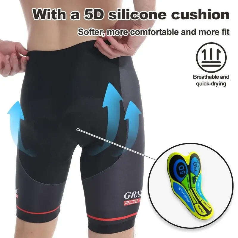 Men's Cycling Bib Shorts – 5D Gel Pad, Anti-Slip & Breathable