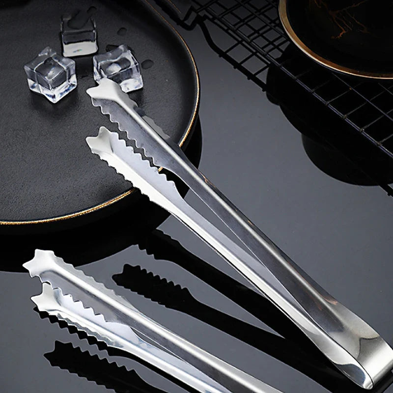 Stainless Steel BBQ Tongs | Non-Slip Toothed Grilling Clamp
