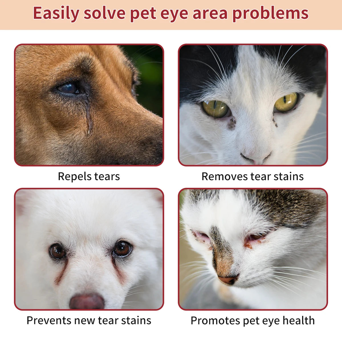 Natural Gentle Tear Stain Balm With Brush Tear Stain Remover Reduces Eye Marks Prevents Pigmentation For Dogs Cats Peaceful Pleasures Health and Wellness