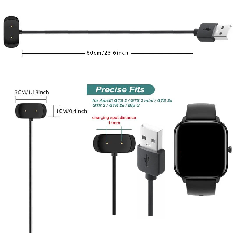 60CM Charger For Amazfit GTR 2/GTR 2e USB Charging Cable For Amazfit GTS 2e/GTS 2 mini Charger Peaceful Pleasures Health and Wellness