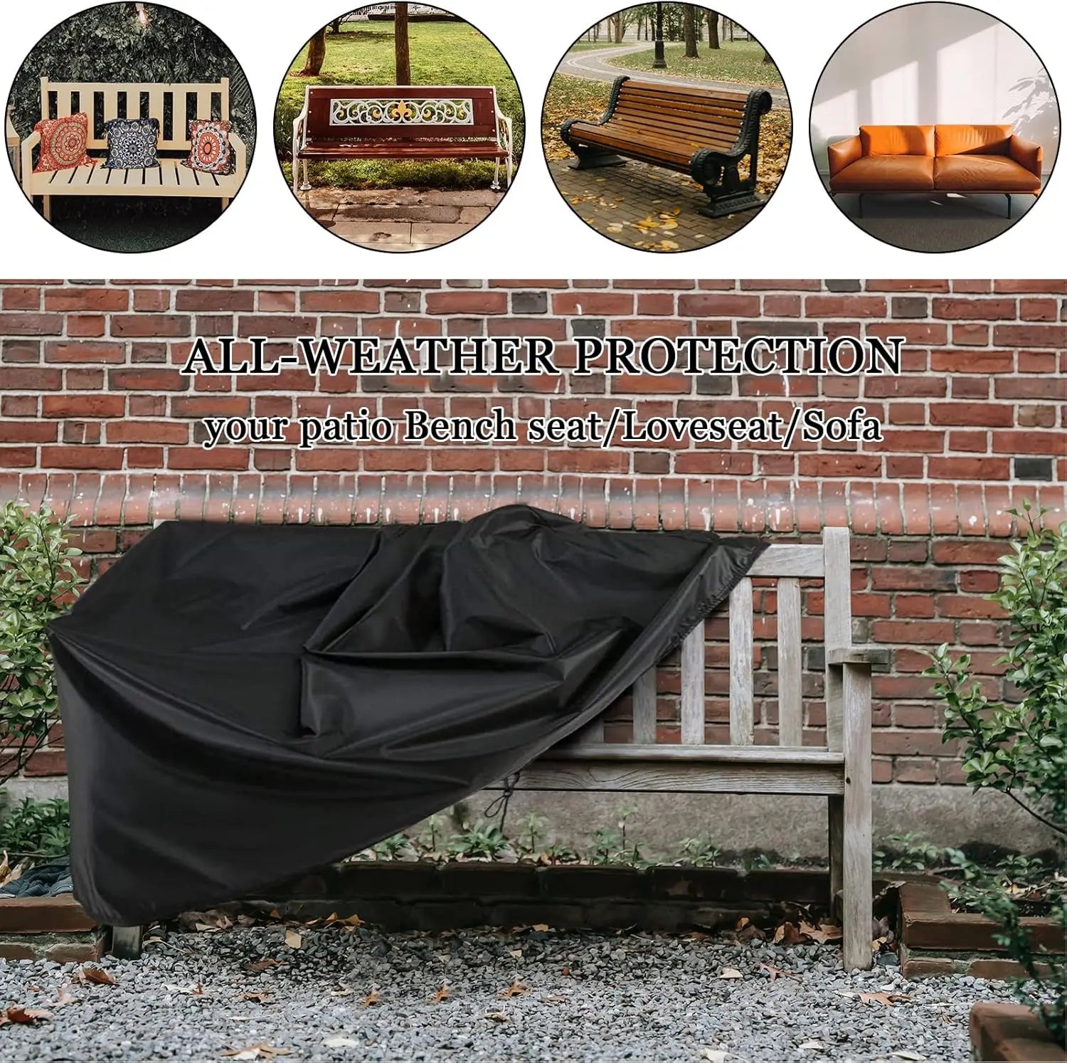 Waterproof Garden Bench Cover 162x66x66x89CM 3 Seater Heavy Duty Oxford Fabric Bench Covers for Bench Seat Love Seat Patio Couch Peaceful Pleasures Health and Wellness