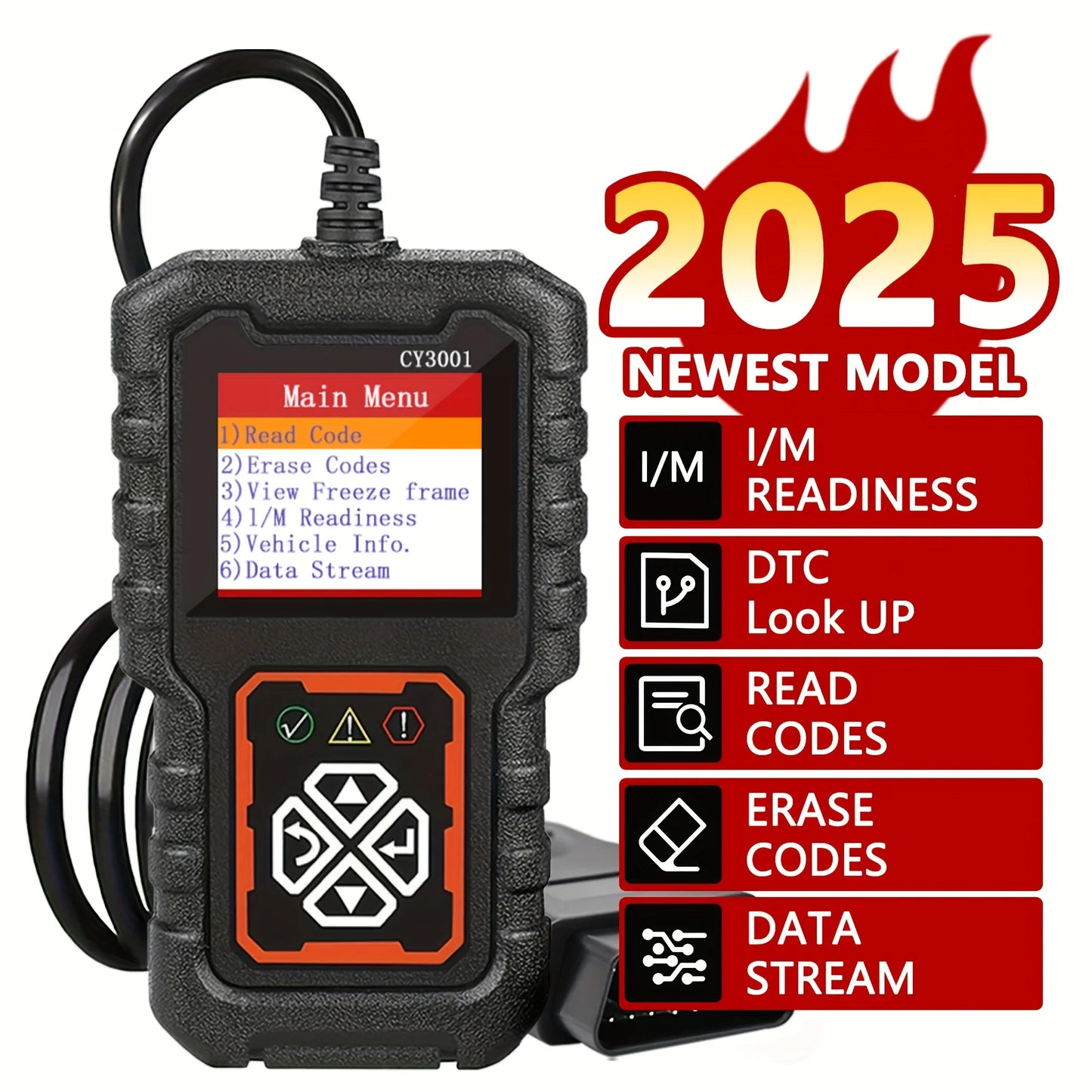 2025 New Car Obd2 Scanner - Compatible with All Models from 1996 Onwards, Battery Tester and Code Reader, Real-Time Data Stream Transmission, Dtc Search Function, No Battery Required, User-Friendly Interface, Durable Design, Peaceful Pleasures Health and Wellness black