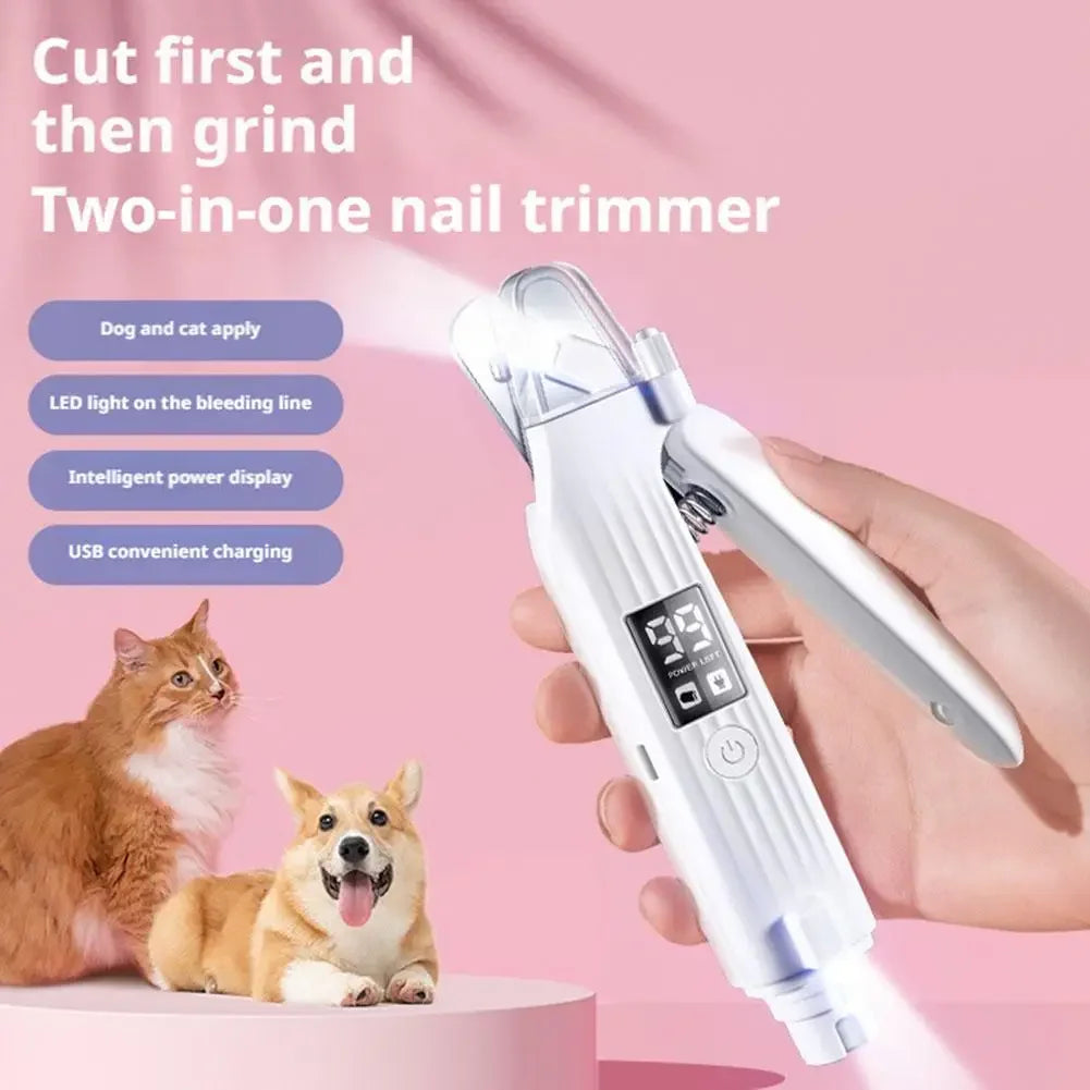 Pet Nail Clipper Trimmer with LED Light USB Rechargeable Electric Nail Clipper Display Nail Grinder Prevent Injury Low Noise Peaceful Pleasures Health and Wellness