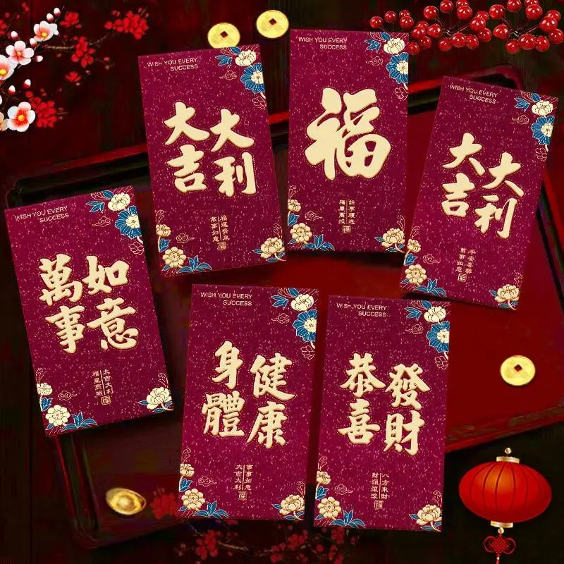 2026 Horse Year Red Envelopes – 6-Pack Lucky Money Bags