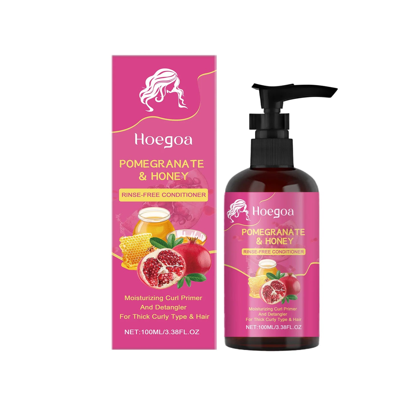 Pomegranate and Honey Leave-In Conditioner Treatment Nourishing Dry Damaged Hair Moisturizing Frizz Enhancing for All Hair Types Peaceful Pleasures Health and Wellness Leave In Conditioner