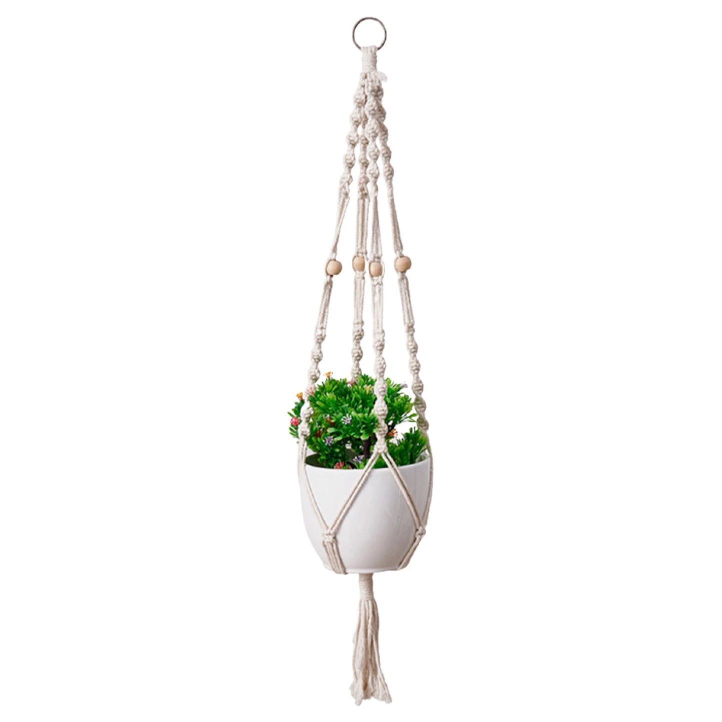 Decorative Flower Pot Holder with Tassels Flower Pot Baskets Hanging Net (Pots Not Included) for Indoor Outdoor Boho Home Decor Peaceful Pleasures Health and Wellness Cotton 94cm Woven