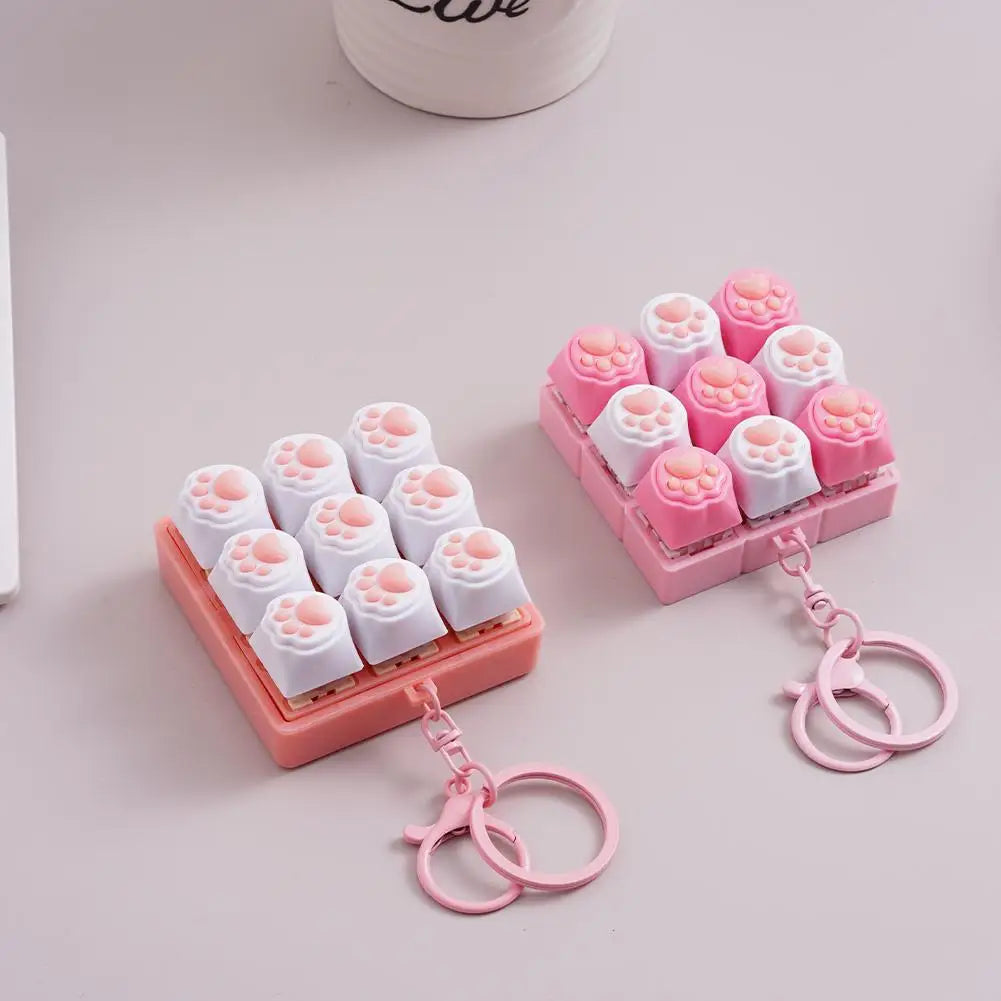 Cat's Paw Silent Keyboard Fidget Keychain – 9-Key Clicker